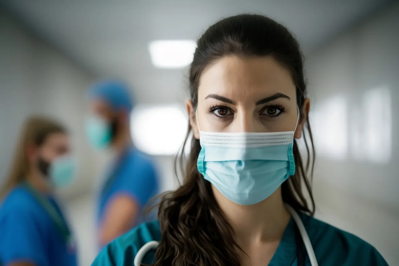 nurse wearing mask with positive outlook for job growth